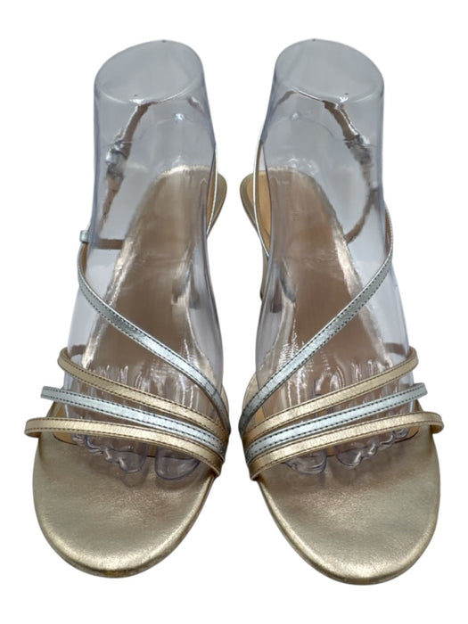 Reformation Shoe Size 9 Gold & Silver Leather Strappy Block Heel Sandals Gold & Silver / 9