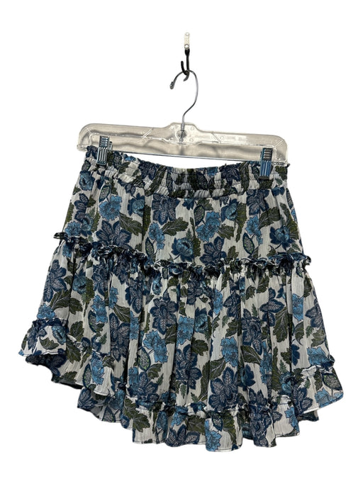 Misa Size M Navy & Green Polyester Blend Metallic Floral Skirt Navy & Green / M
