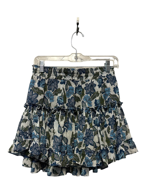 Misa Size M Navy & Green Polyester Blend Metallic Floral Skirt Navy & Green / M