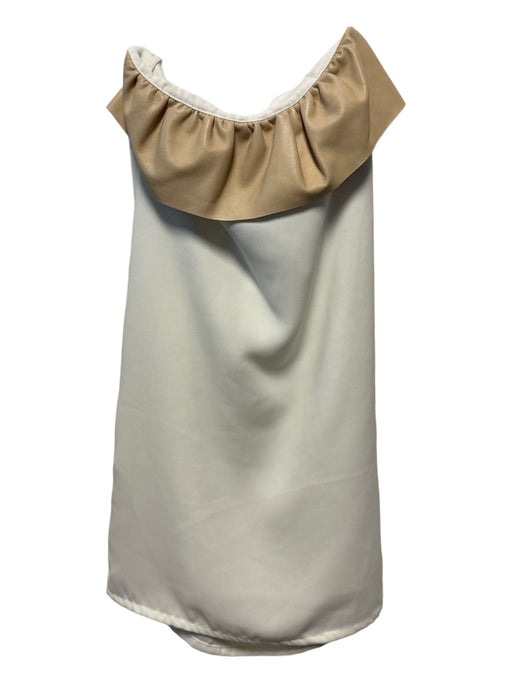 Prairie New York Size S white & tan Polyester Strapless Ruffles Back Tie Dress white & tan / S