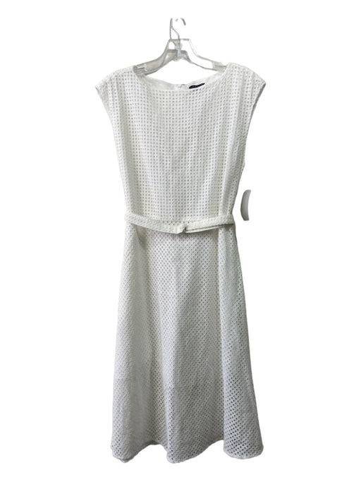 Theory Size 8 White Cotton Tank Perforated Geometric Lined Dress White / 8