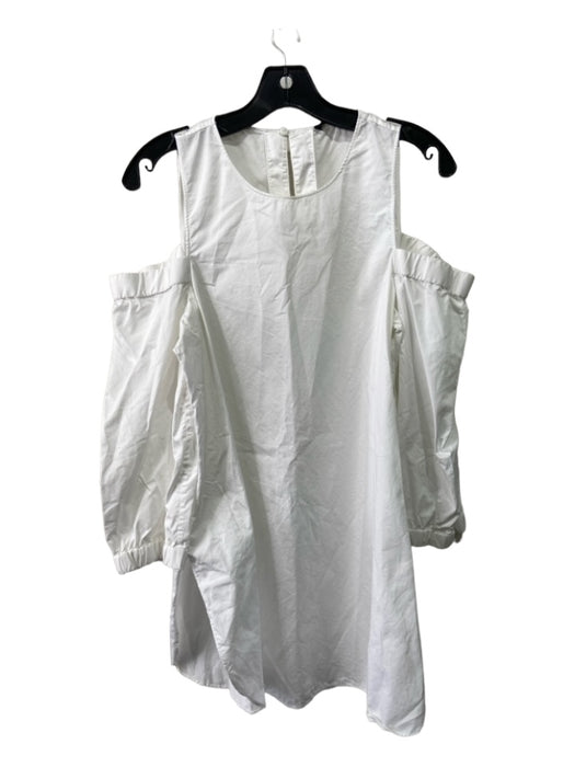 Tibi Size 8 White Cotton Cold Shoulder 3/4 Sleeve Top White / 8