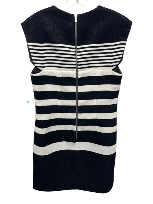 Derek Lam Size 8 Black & Cream White Acrylic Blend Striped Sleeveless Dress Black & Cream White / 8