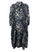 Ann Mashburn Size XS Indigo Purple & Multi Silk Floral 3/4 Balloon Sleeve Dress Indigo Purple & Multi / XS