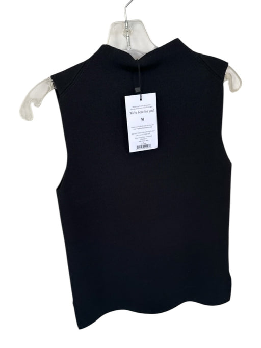 M.M. Lafleur Size S Black Viscose & Nylon Ribbed High Neck Button Sleeveless Top Black / S