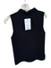M.M. Lafleur Size S Black Viscose & Nylon Ribbed High Neck Button Sleeveless Top Black / S