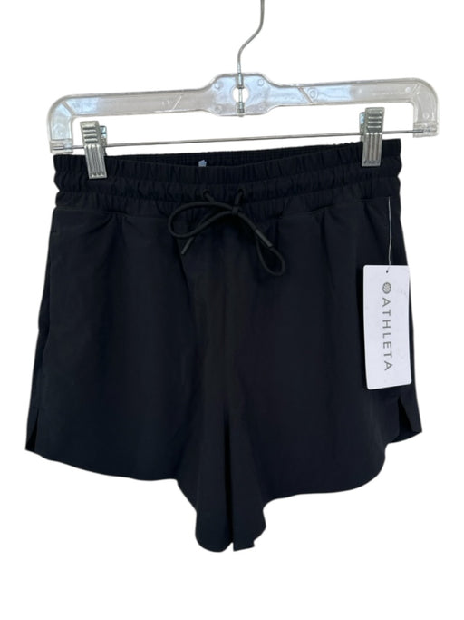 Athleta Size XXS Black Polyester Blend Pockets Drawstring Waist Athletic Shorts Black / XXS