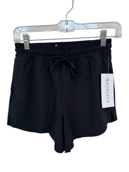 Athleta Size XXS Black Polyester Blend Pockets Drawstring Waist Athletic Shorts Black / XXS
