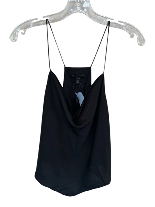 Joe's Size L Black Recycled Polyester Spaghetti Strap Cowl Neck Racerback Top Black / L