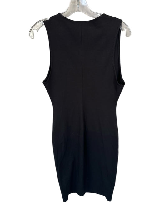 Zara Size S Black Cotton Blend V Neck Sleeveless Midi Pencil Dress Black / S