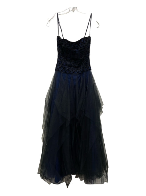 BCBG Maxazria Size 0 Blue & Black Polyester Sleeveless Maxi Gown Blue & Black / 0