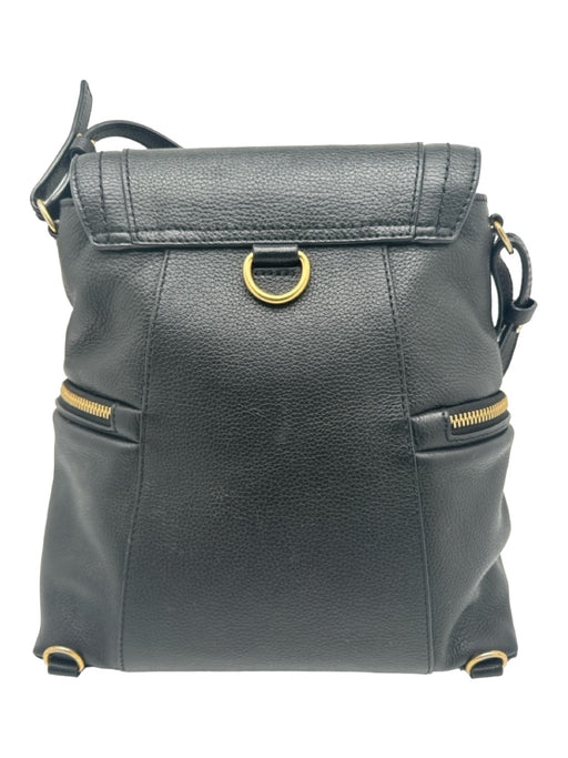 See By Chloe Black Leather Pebbled Shoulder Bag Zippers Gold Hardware Bag Black