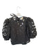 Emily McCarthy Size S Black Polyester Long Balloon Sleeve Embroidered Top Black / S