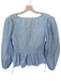 Love The Label Size M Blue & White Cotton Long Balloon Sleeve Striped Peplum Top Blue & White / M