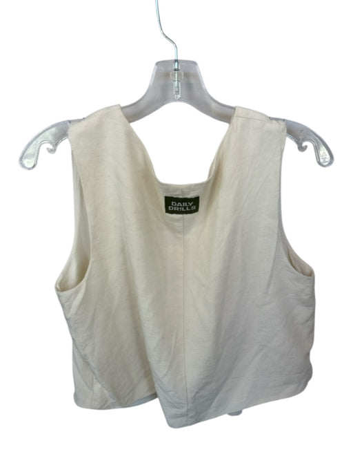 Daily Drills Size M/L Cream Linen Blend Sleeveless Front Tie Top Cream / M/L