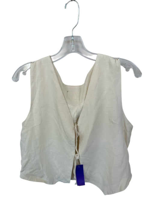 Daily Drills Size M/L Cream Linen Blend Sleeveless Front Tie Top Cream / M/L