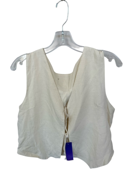 Daily Drills Size M/L Cream Linen Blend Sleeveless Front Tie Top Cream / M/L