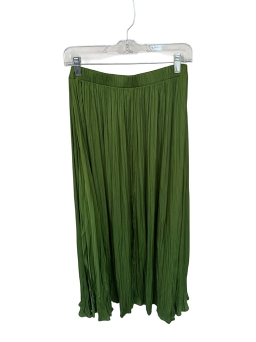 Zara Size XS/S Green Polyester Elastic Waist Crinkle Maxi Skirt Green / XS/S