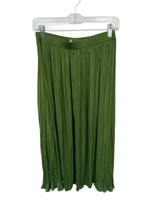 Zara Size XS/S Green Polyester Elastic Waist Crinkle Maxi Skirt Green / XS/S