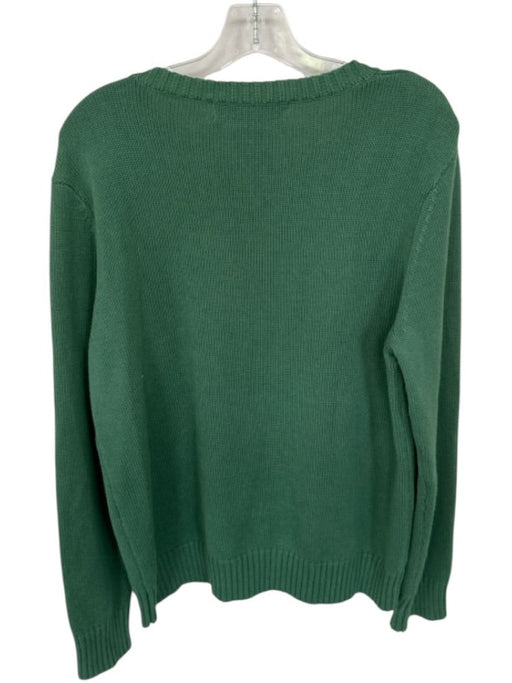 Ellsworth & Ivey Size M Green & White Cotton Long Sleeve Golf Knit Sweater Green & White / M