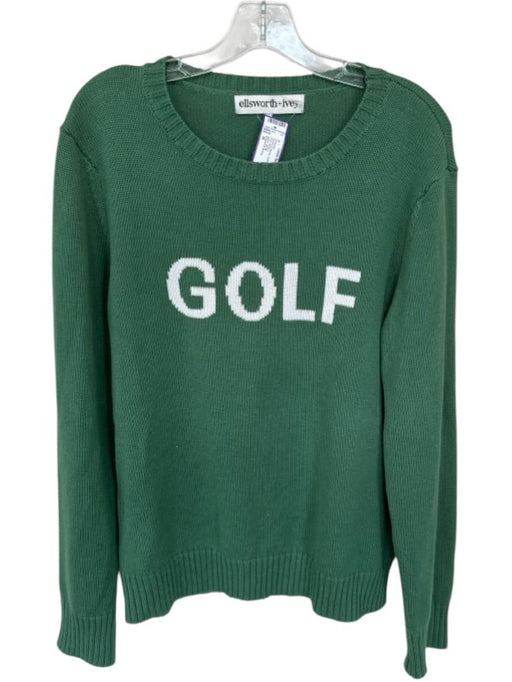 Ellsworth & Ivey Size M Green & White Cotton Long Sleeve Golf Knit Sweater Green & White / M
