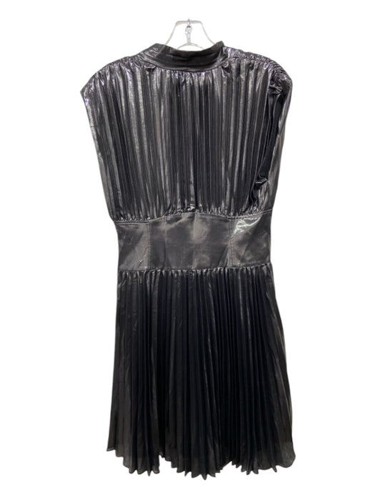 Banana Republic Size 6 Metallic Black Polyester Pleated V Neck Sleeveless Dress Metallic Black / 6