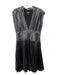 Banana Republic Size 6 Metallic Black Polyester Pleated V Neck Sleeveless Dress Metallic Black / 6