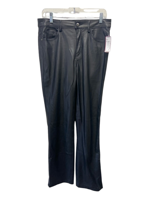 Zara Size 8 Black Faux Leather Button & Zip Straight Pants Black / 8