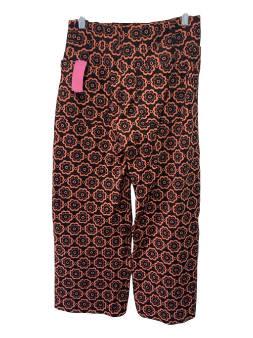 Maeve Size 27 Black & Orange Viscose Floral Button & Zip Front Pants Black & Orange / 27