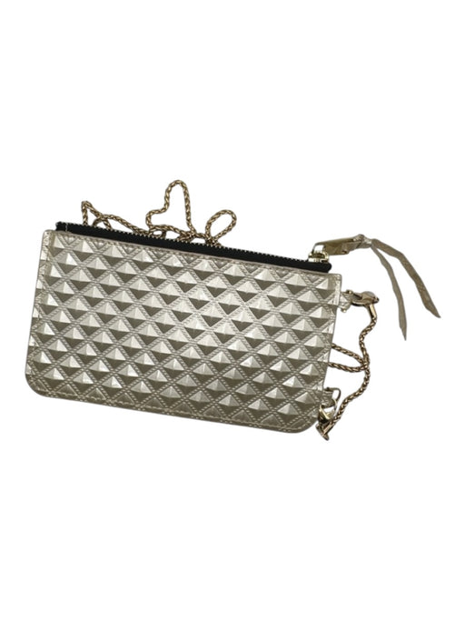 Bandolier Gold Vegan Leather Textured Zip Close Chain Strap Crossbody Bag Gold / XS