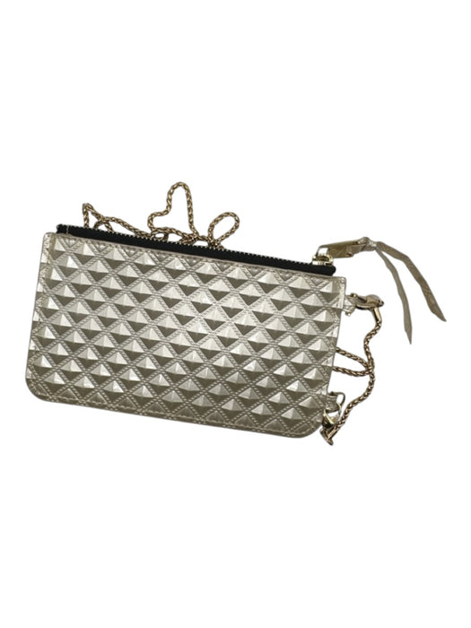 Bandolier Gold Vegan Leather Textured Zip Close Chain Strap Crossbody Bag Gold / XS