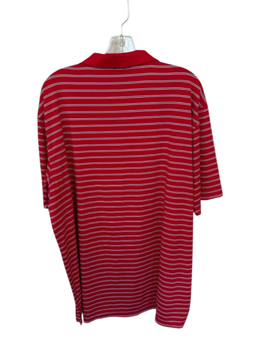 Peter Millar Size XL Red & Gray Polyester UGA Striped Athletic Men's Polo Red & Gray / XL