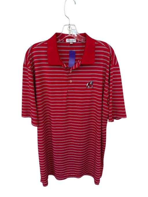 Peter Millar Size XL Red & Gray Polyester UGA Striped Athletic Men's Polo Red & Gray / XL