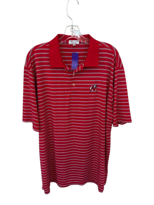 Peter Millar Size XL Red & Gray Polyester UGA Striped Athletic Men's Polo Red & Gray / XL