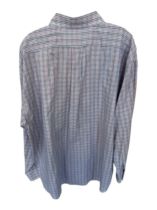 Dick Ferguson's Size XL Pink & Navy Print Cotton Grid Button Down Men's Shirt Pink & Navy Print / XL