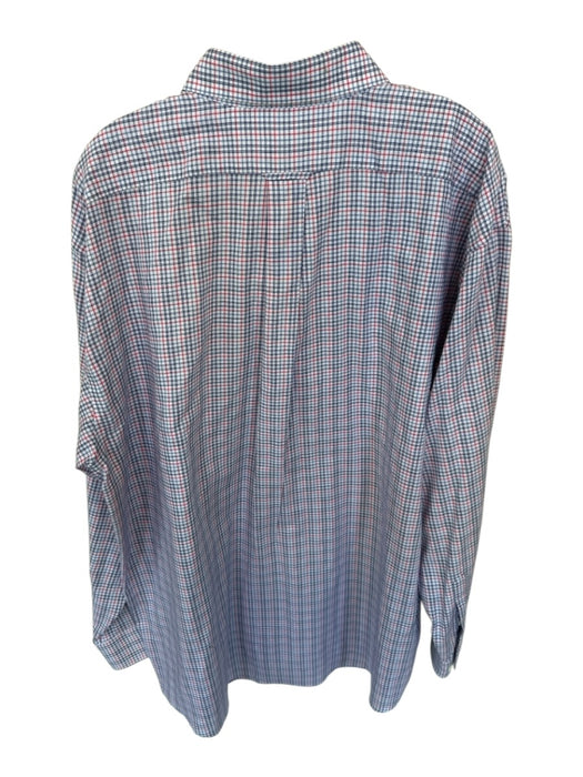 Dick Ferguson's Size XL Pink & Navy Print Cotton Grid Button Down Men's Shirt Pink & Navy Print / XL