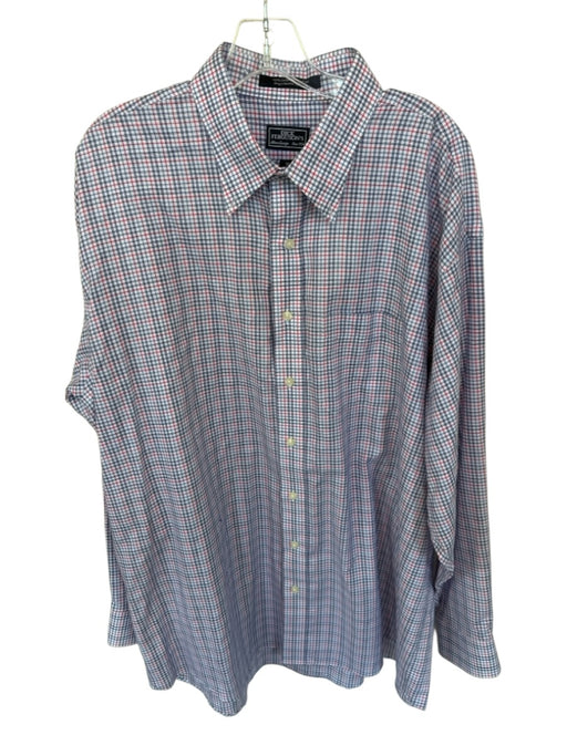 Dick Ferguson's Size XL Pink & Navy Print Cotton Grid Button Down Men's Shirt Pink & Navy Print / XL