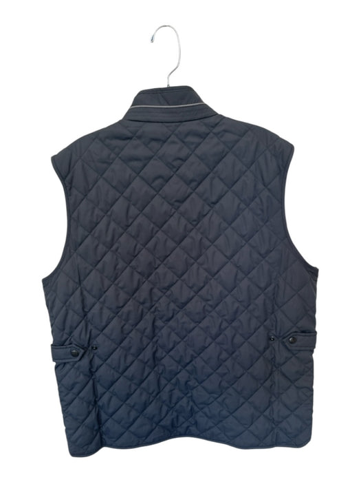 Peter Millar Size L Gray & Navy Print Recycled Polyester Quilted Full Zip Vest Gray & Navy Print / L