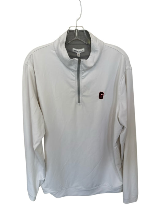 Peter Millar White & Red Polyester UGA Long Sleeve Half Zip Men's Pullover White & Red / XL