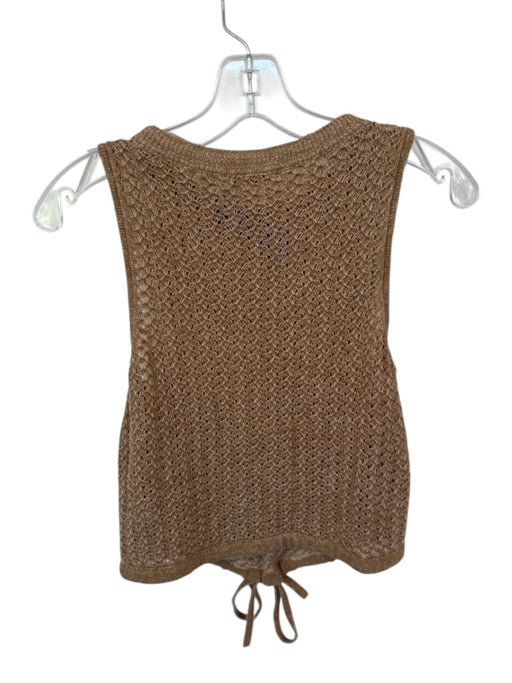 Alice & Olivia Size S Tan Cotton Loose Knit Drawstring Hem Sleeveless Top Tan / S