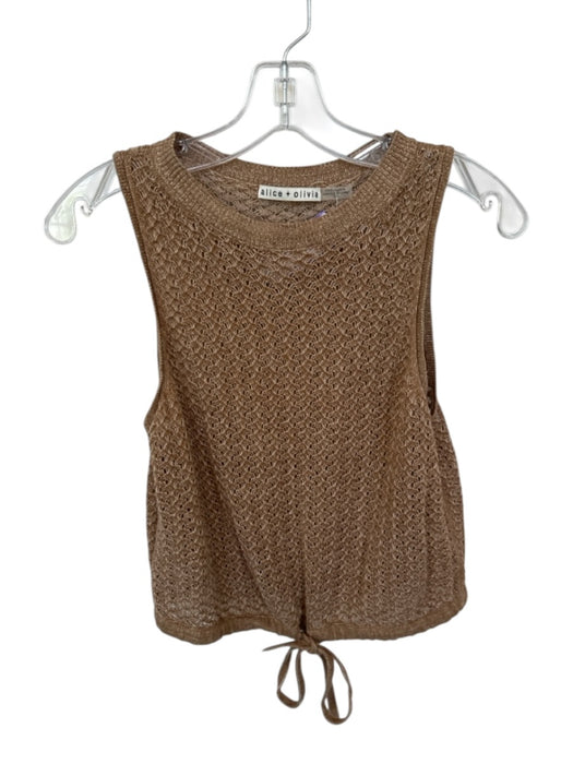 Alice & Olivia Size S Tan Cotton Loose Knit Drawstring Hem Sleeveless Top Tan / S