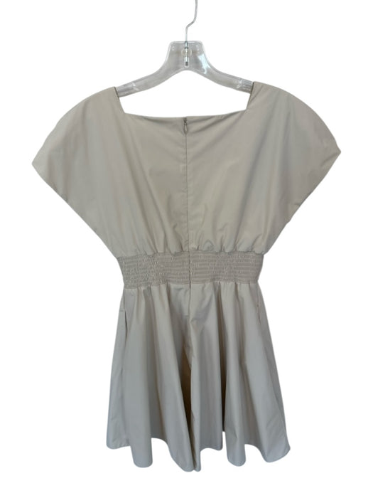 Amanda Uprichard Size S Tan Polyester Cap Sleeve Back Zip Pleat Detail Dress Tan / S