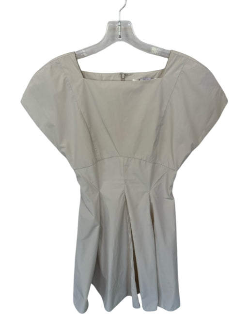Amanda Uprichard Size S Tan Polyester Cap Sleeve Back Zip Pleat Detail Dress Tan / S