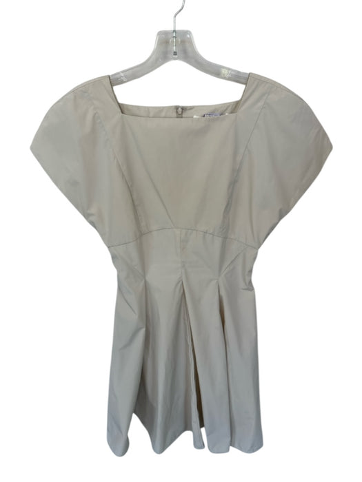 Amanda Uprichard Size S Tan Polyester Cap Sleeve Back Zip Pleat Detail Dress Tan / S