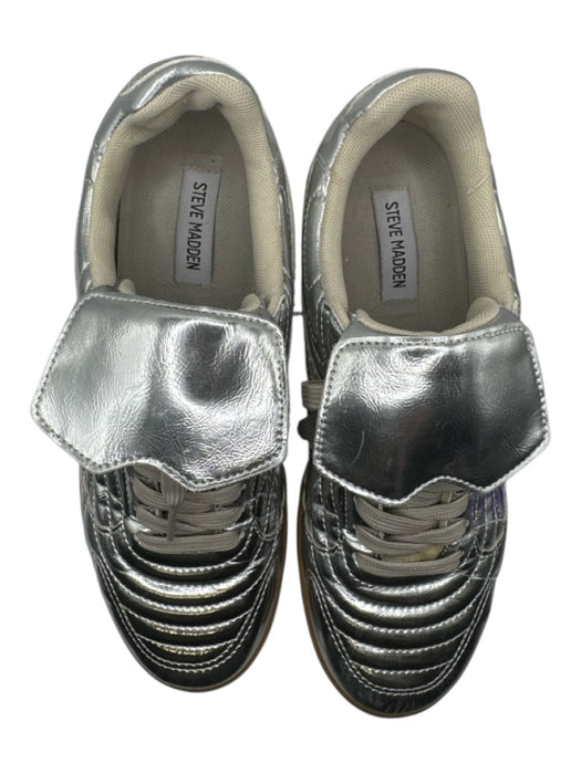 Steve Madden Shoe Size 9 Silver Vegan Leather Metallic Athletic Sneakers Silver / 9