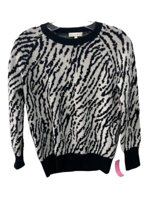 Ann Mashburn Size Small White & Black Cashmere Zebra Crew Neck Sweater White & Black / Small