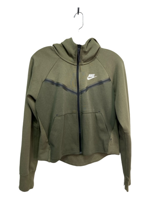 Nike Size XS Olive Green Cotton & Polyester Zip Up Hoodie Mock Neck Jacket Olive Green / XS
