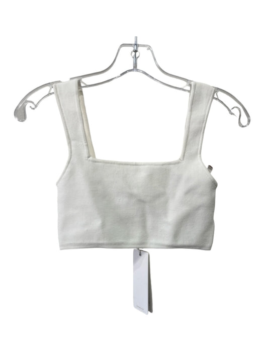 Shona Joy Size S White Viscose Blend Knit Square Neck Sleeveless Cropped Top White / S