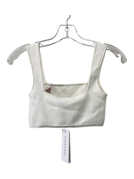 Shona Joy Size S White Viscose Blend Knit Square Neck Sleeveless Cropped Top White / S