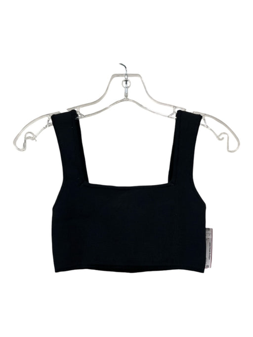 Shona Joy Size S Black Viscose Blend Knit Square Neck Sleeveless Cropped Top Black / S